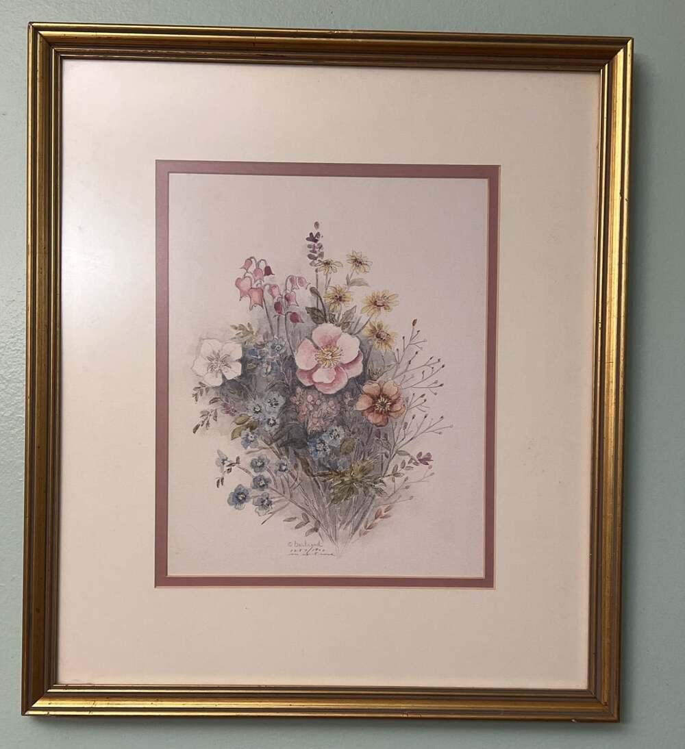 Bertrand Vintage Floral Watercolor Print Framed numbered and signed custom frame